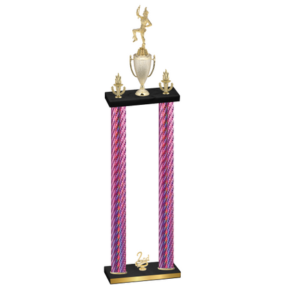 Double Pink Carbon Fiber Second Place Majorette Trophy