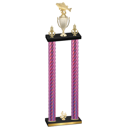 Double Pink Carbon Fiber Fourth Place Fishing Trophy