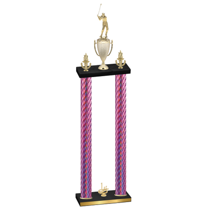 Double Pink Carbon Fiber First Place Golf Trophy