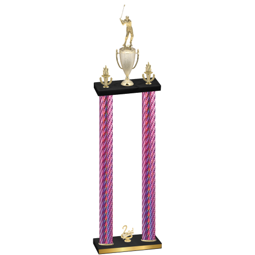 Double Pink Carbon Fiber Second Place Golf Trophy