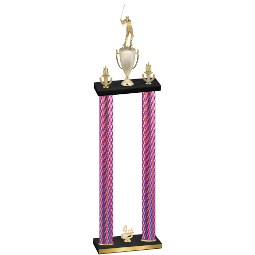 Double Pink Carbon Fiber Fourth Place Golf Trophy