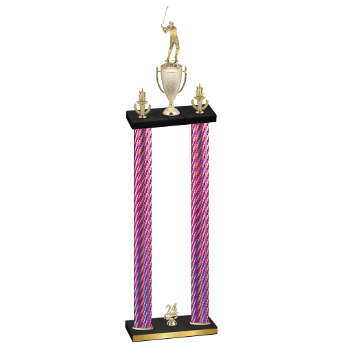 Double Pink Carbon Fiber Year Golf Trophy