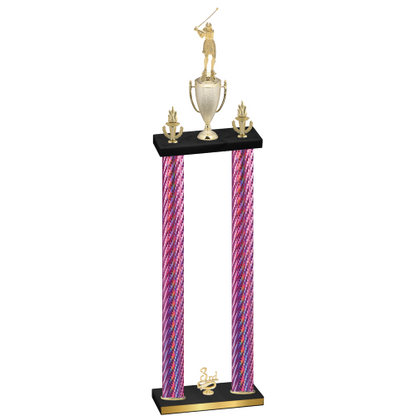 Double Pink Carbon Fiber Third Place Golf Trophy