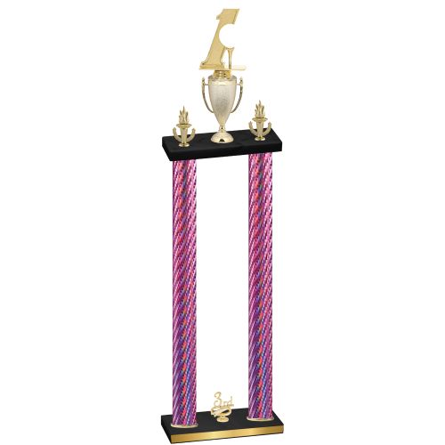 Double Pink Carbon Fiber Third Place Golf Trophy