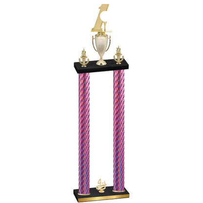 Double Pink Carbon Fiber Fourth Place Golf Trophy