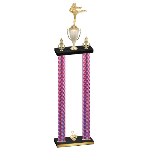 Double Pink Carbon Fiber Second Place Karate Trophy
