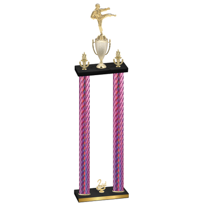 Double Pink Carbon Fiber Second Place Karate Trophy