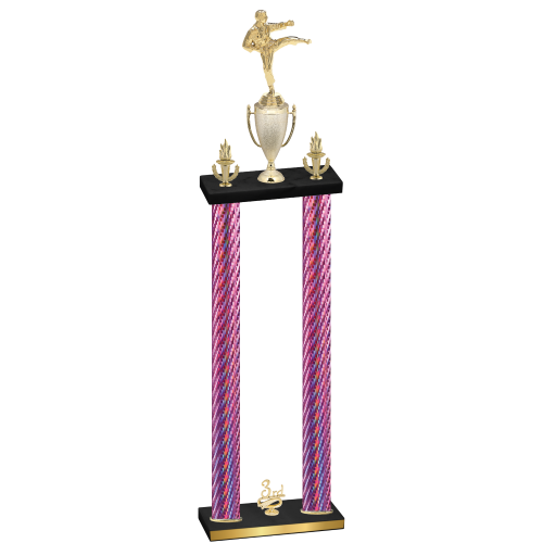 Double Pink Carbon Fiber Third Place Karate Trophy