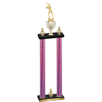Double Pink Carbon Fiber Victory Softball Trophy