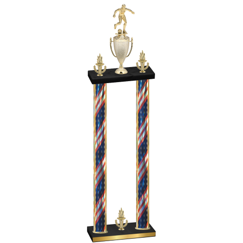 Double Flag USA Victory Soccer Trophy