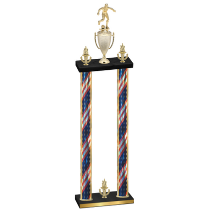 Double Flag USA Victory Soccer Trophy