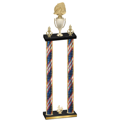 Double Flag USA Fourth Place Soccer Trophy
