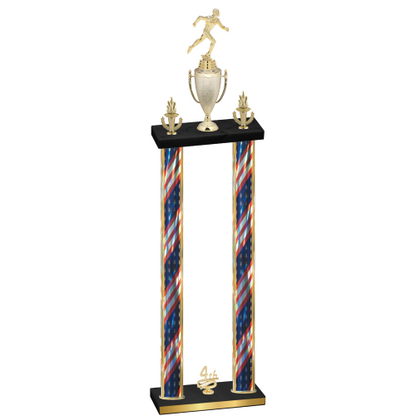 Double Flag USA Fourth Place Running Trophy
