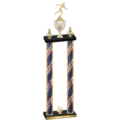 Double Flag USA Fourth Place Running Trophy