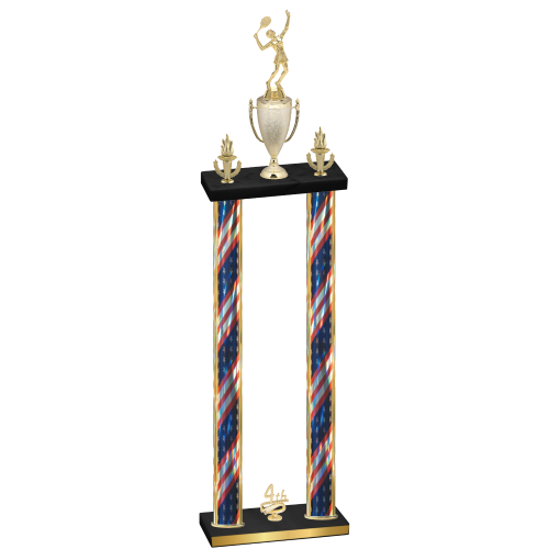 Double Flag USA Fourth Place Tennis Trophy