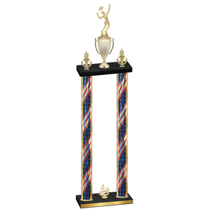 Double Flag USA Fourth Place Tennis Trophy