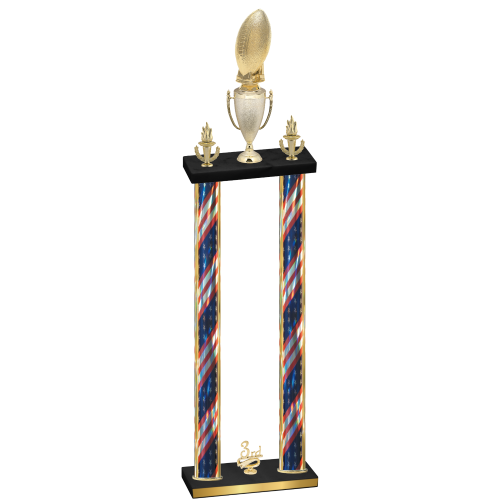 Double Flag USA Third Place Football Trophy
