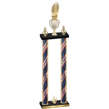 Double Flag USA Fourth Place Football Trophy