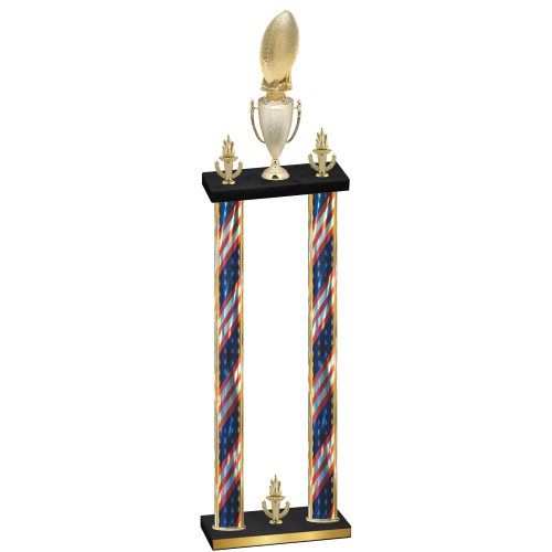Double Flag USA Victory Football Trophy