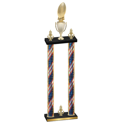 Double Flag USA Victory Football Trophy