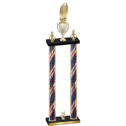 Double Flag USA Year Football Trophy