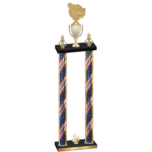 Double Flag USA Fourth Place Tennis Trophy