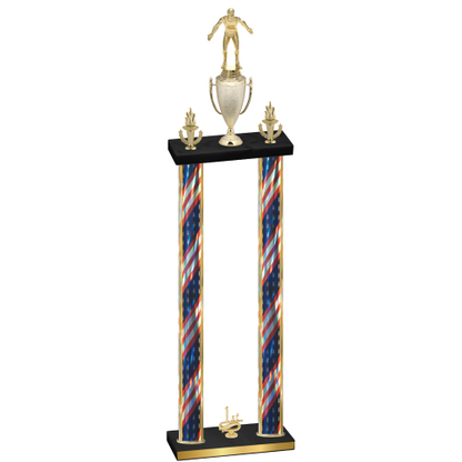 Double Flag USA First Place Wrestling Trophy
