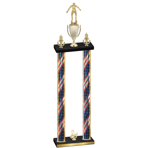 Double Flag USA Second Place Wrestling Trophy