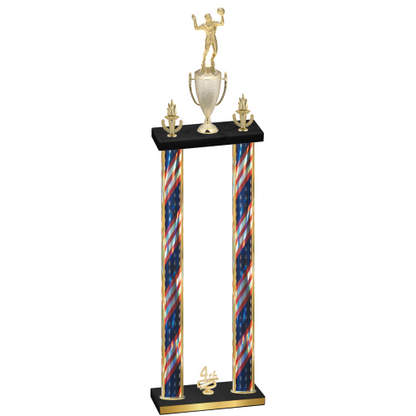Double Flag USA Fourth Place Volleyball Trophy