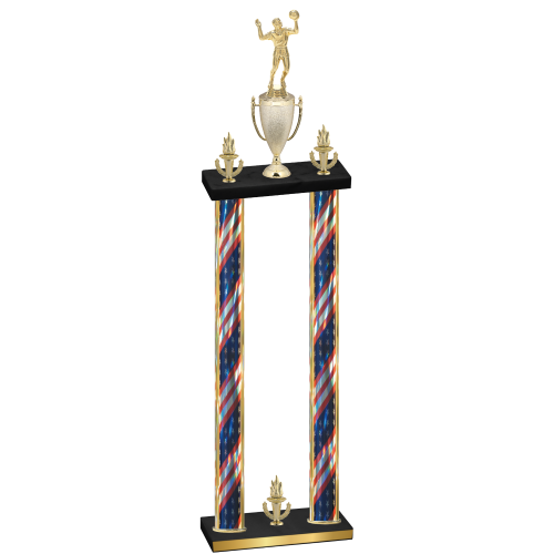 Double Flag USA Victory Volleyball Trophy