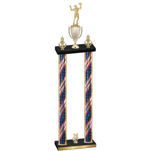 Double Flag USA Year Volleyball Trophy