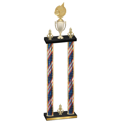 Double Flag USA Victory Volleyball Trophy