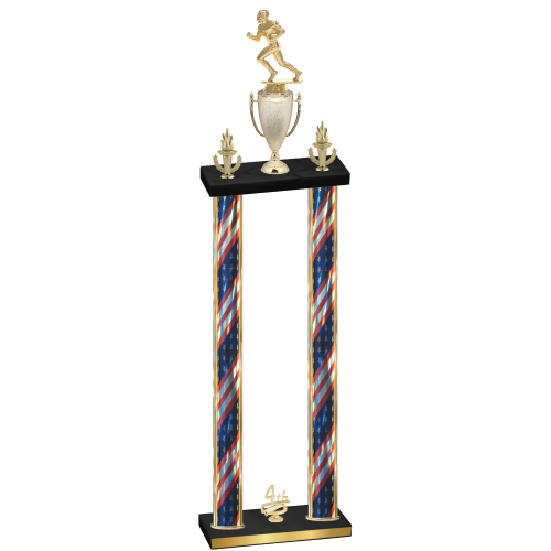 Double Flag USA Fourth Place Football Trophy
