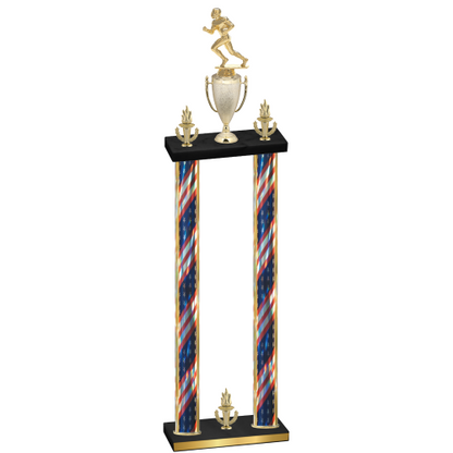 Double Flag USA Victory Football Trophy