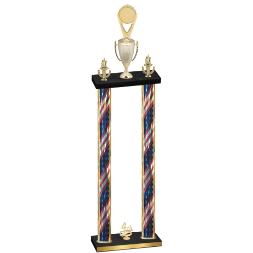 Double Flag USA Fourth Place Insert Trophy