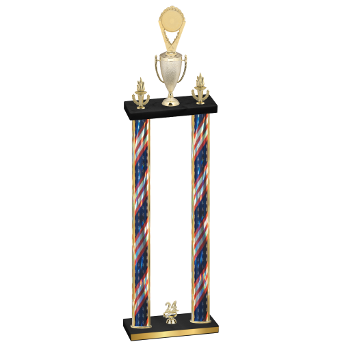 Double Flag USA Year Insert Trophy