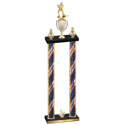 Double Flag USA Fourth Place Hockey Trophy