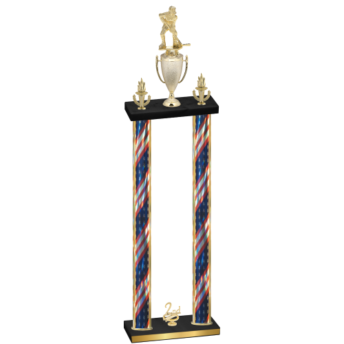 Double Flag USA Second Place Hockey Trophy