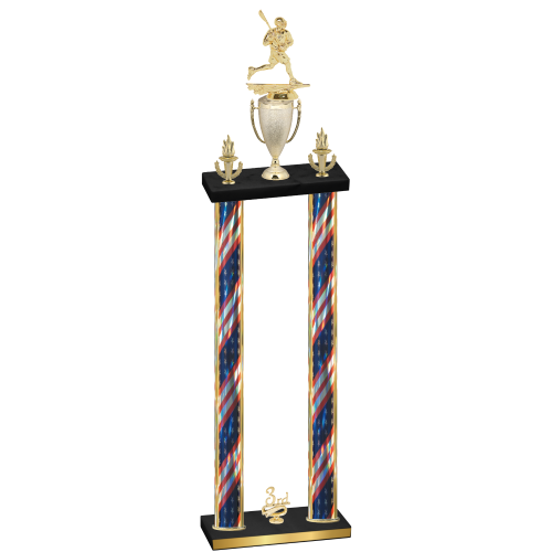 Double Flag USA Third Place Lacrosse Trophy
