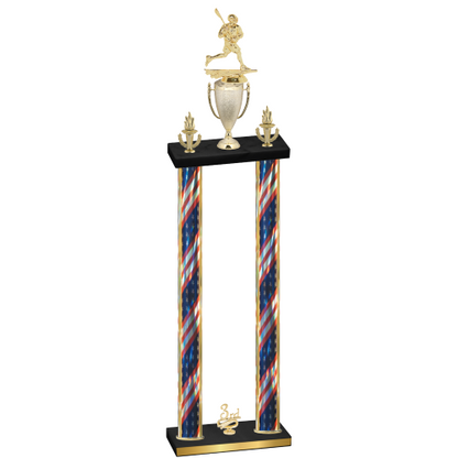 Double Flag USA Third Place Lacrosse Trophy