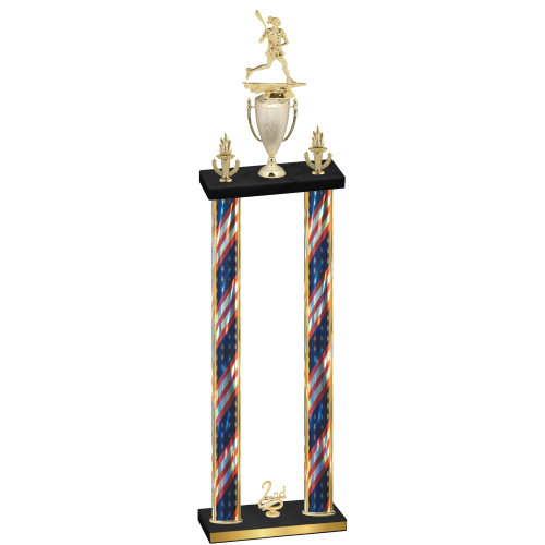 Double Flag USA Second Place Lacrosse Trophy