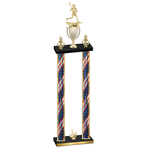 Double Flag USA Third Place Lacrosse Trophy