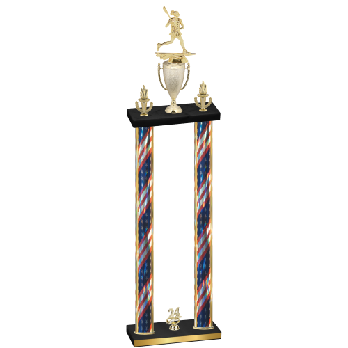 Double Flag USA Year Lacrosse Trophy
