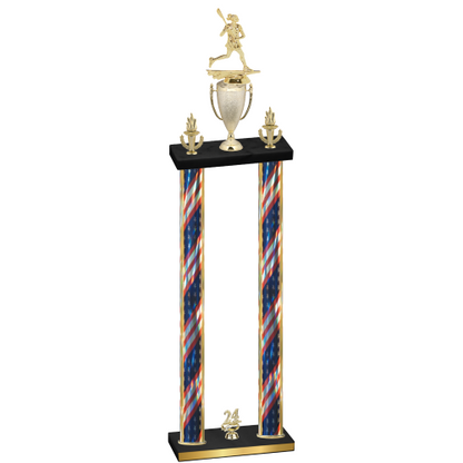 Double Flag USA Year Lacrosse Trophy