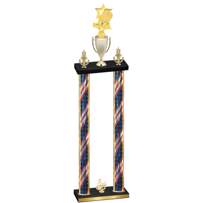 Double Flag USA Third Place Pickleball Trophy