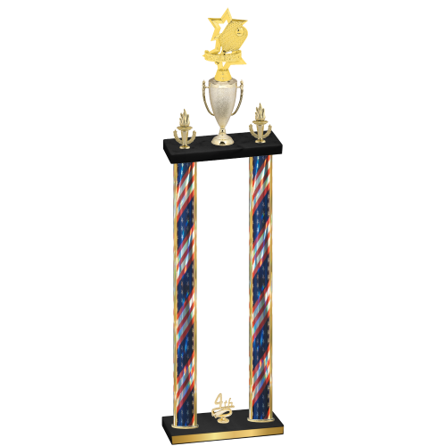 Double Flag USA Fourth Place Pickleball Trophy