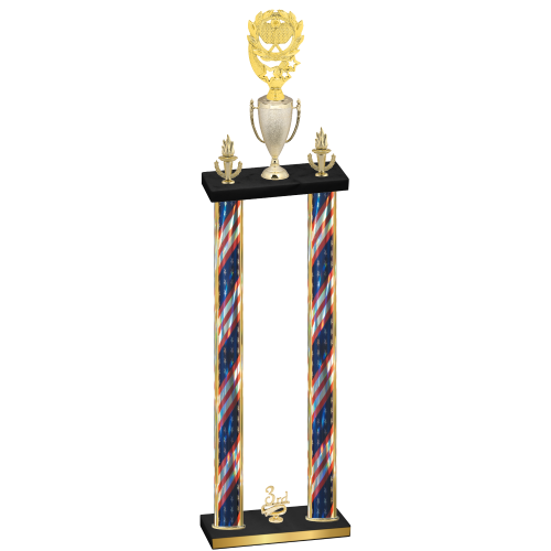 Double Flag USA Third Place Pickleball Trophy