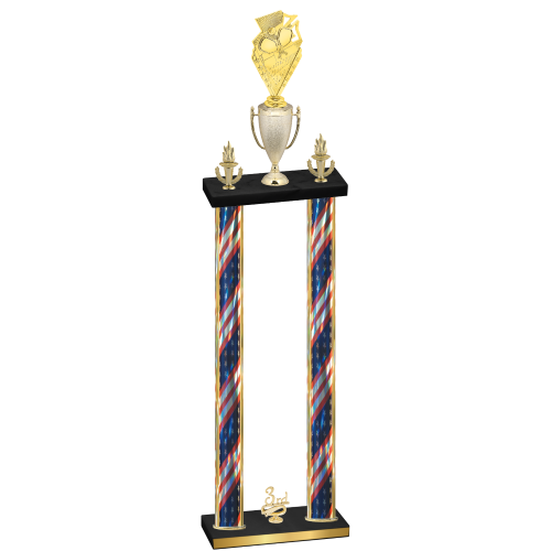 Double Flag USA Third Place Pickleball Trophy