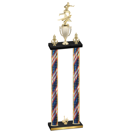 Double Flag USA First Place Flag Football Trophy