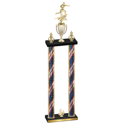 Double Flag USA Fourth Place Flag Football Trophy